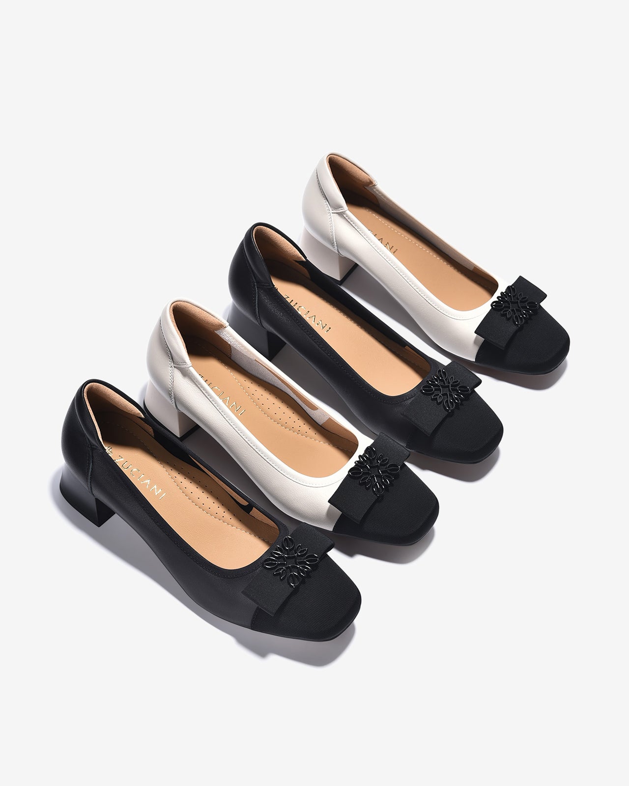 Giày Cao Gót Zuciani Da Phối Hoa Bông Tuyết-GCL18-Đen Color2