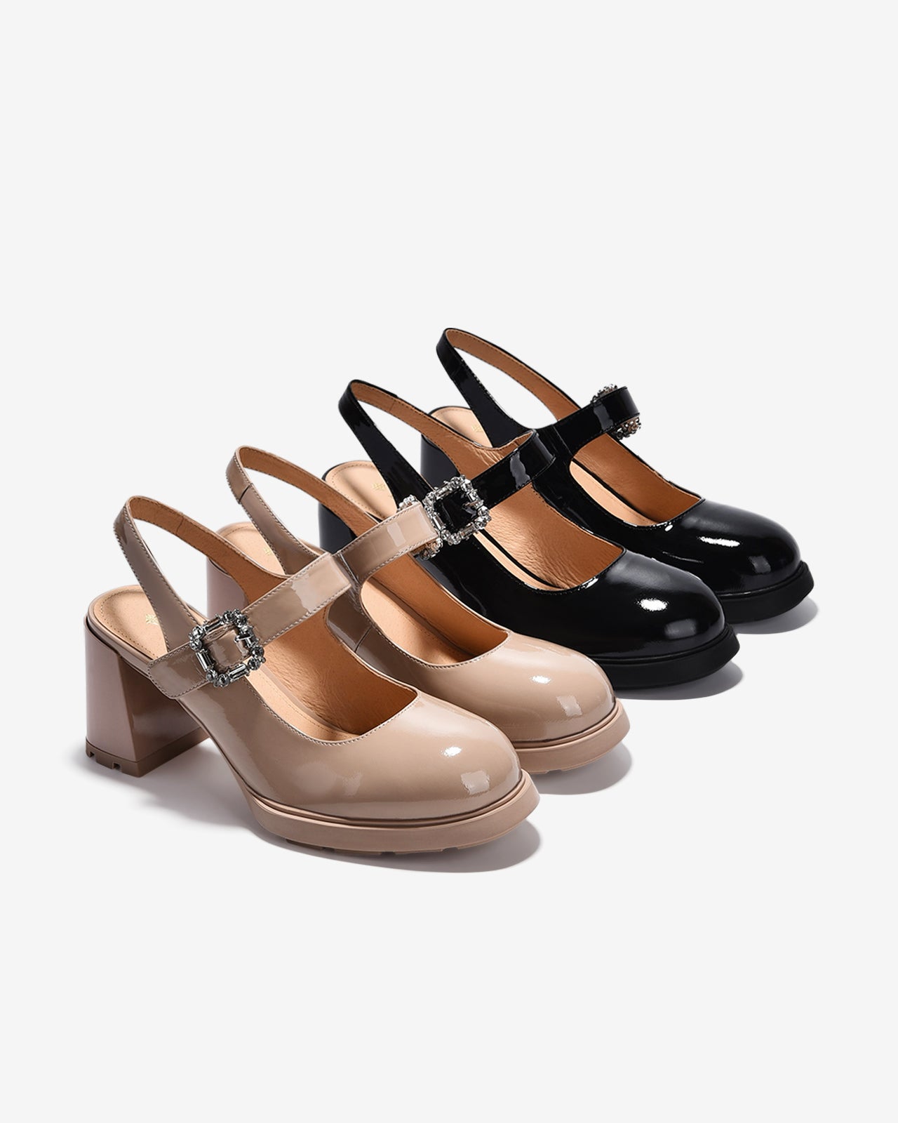 Giày Slingback Cao Gót Zuciani Mary Jane Da Bóng-GCM24-Đen Bóng Color2