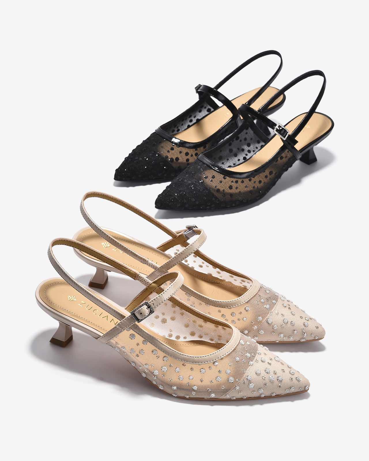 Giày Cao Gót Zuciani Lưới Đính Đá Ánh Bạc-GCM31-Đen Color2
