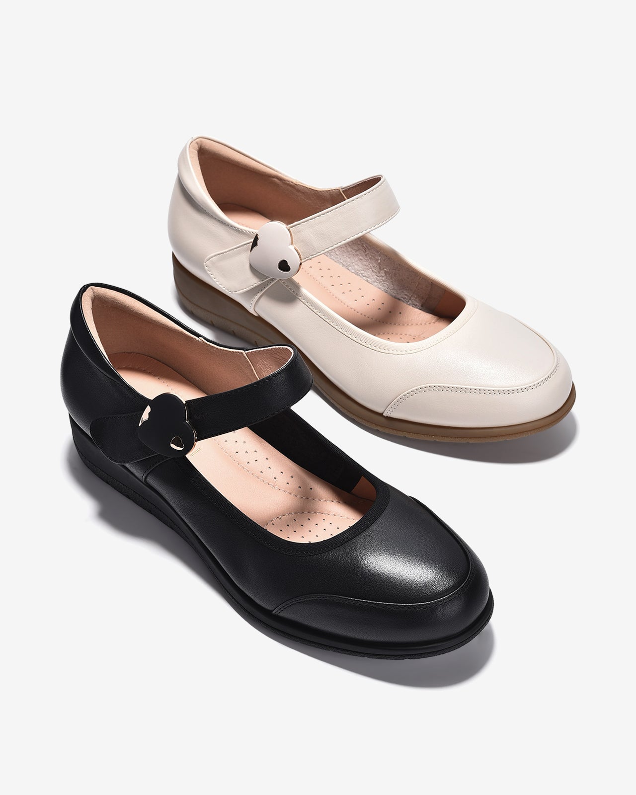 Giày Xuồng Zuciani Mũi Tròn Khoá Tim-GCM28-Kem Color2