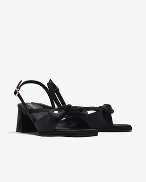 Sandal Cao Gót Zucia Quai Thắt Nơ Đính Logo-STH95-Đen Color1
