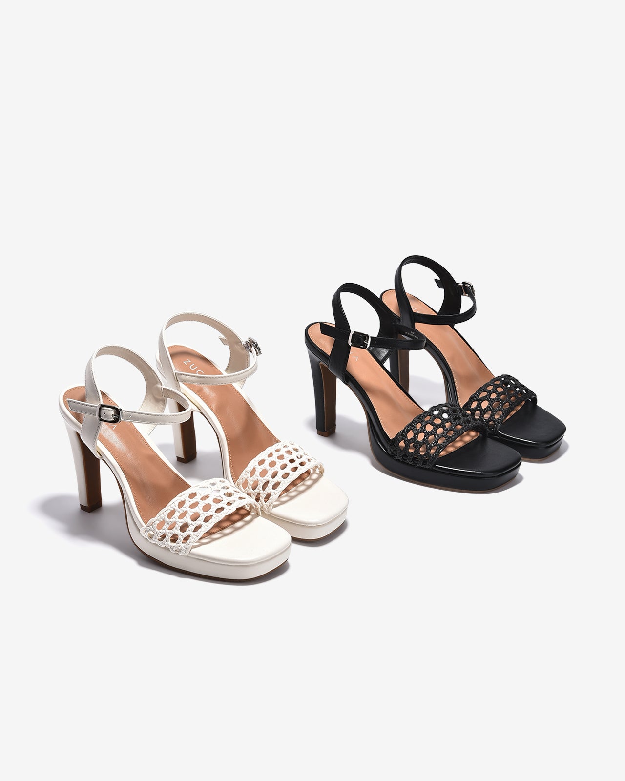 Sandal Cao Gót Zucia Platfrom Quai Đan Lưới-STHA8-Trắng Color2