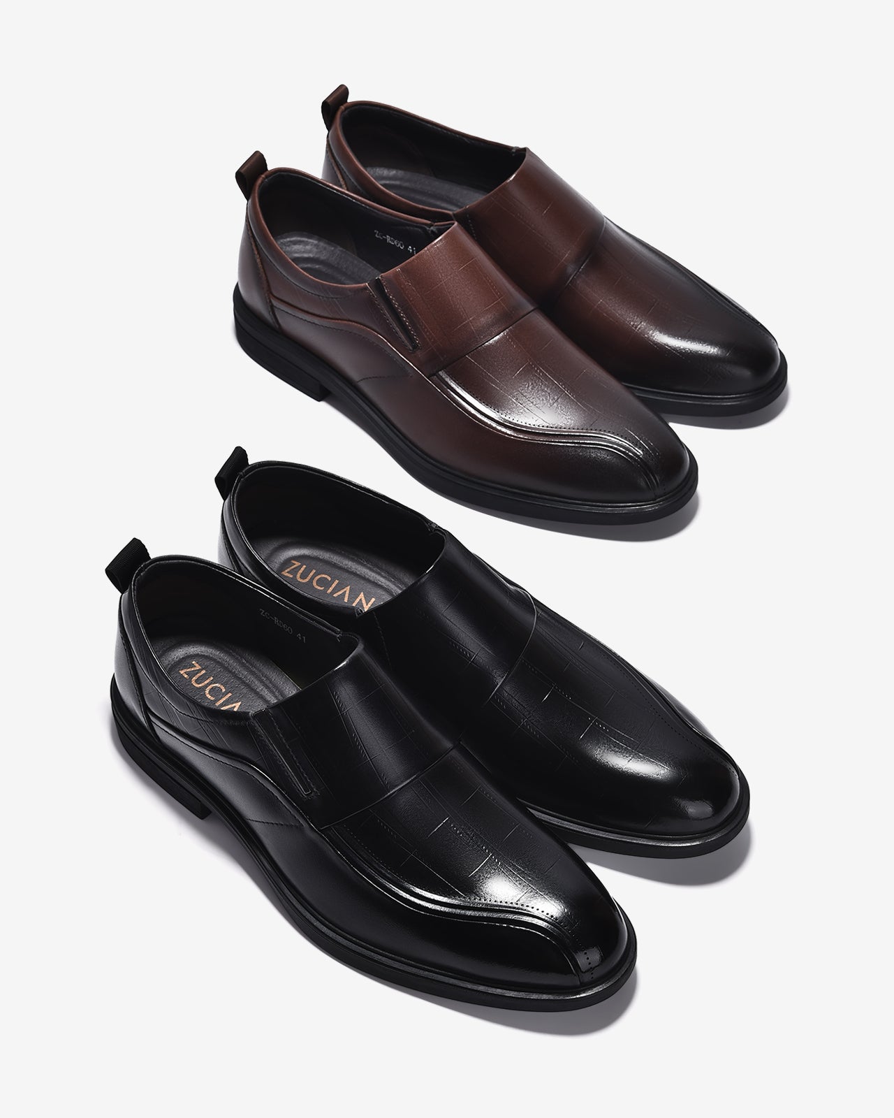 Giày Tây Nam Zuciani Không Dây Dập Vân-GRD60-Đen Color2