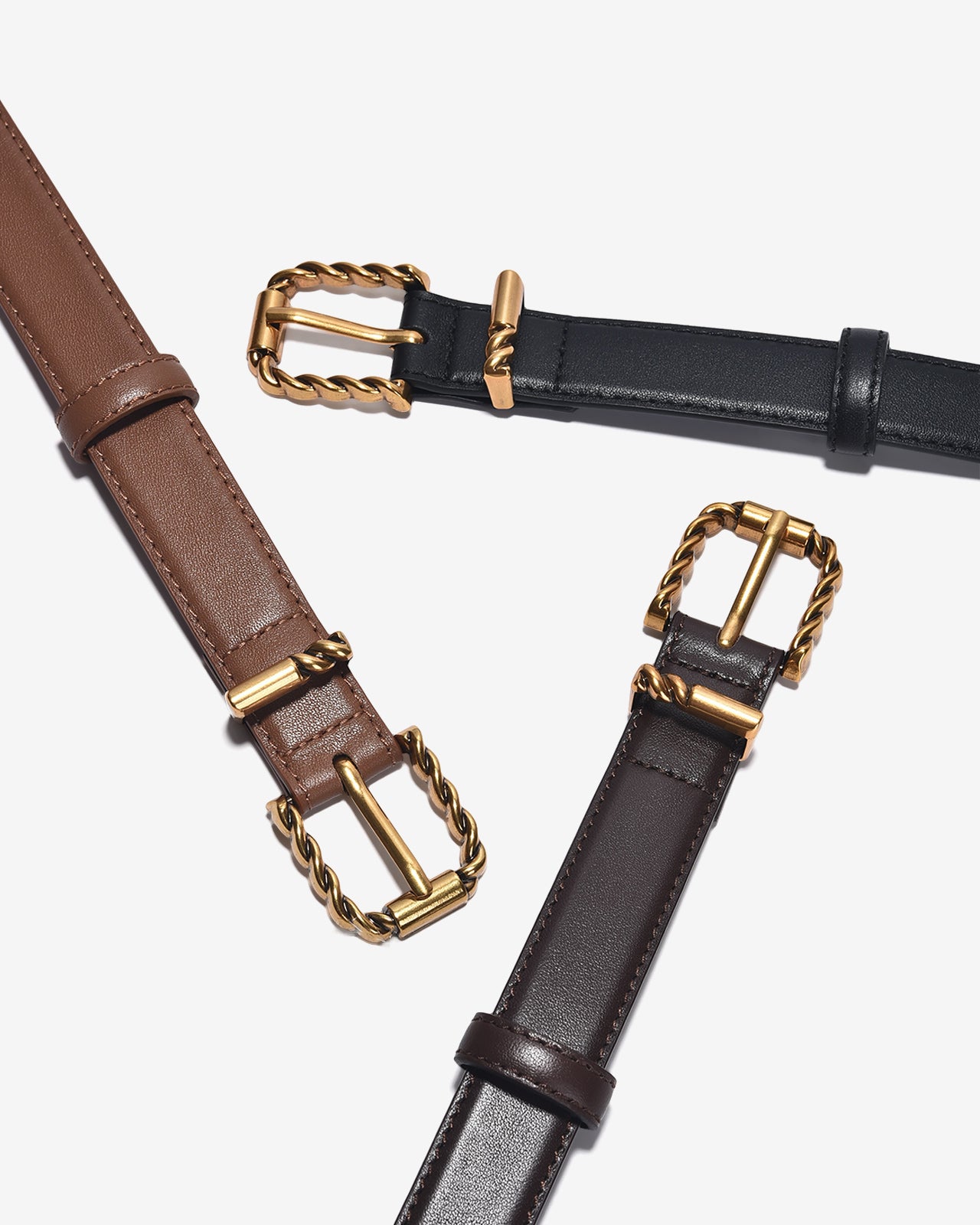 Nịt Da Nữ Zucia Khoá Vuông Xoắn-TD21-Nâu Color3