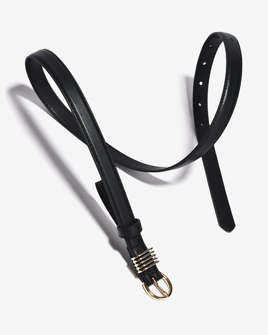 Nịt Da Nữ Zucia Đầu Khoá Kim Bo Tròn Mạ Vàng-TD36-Đen Color1