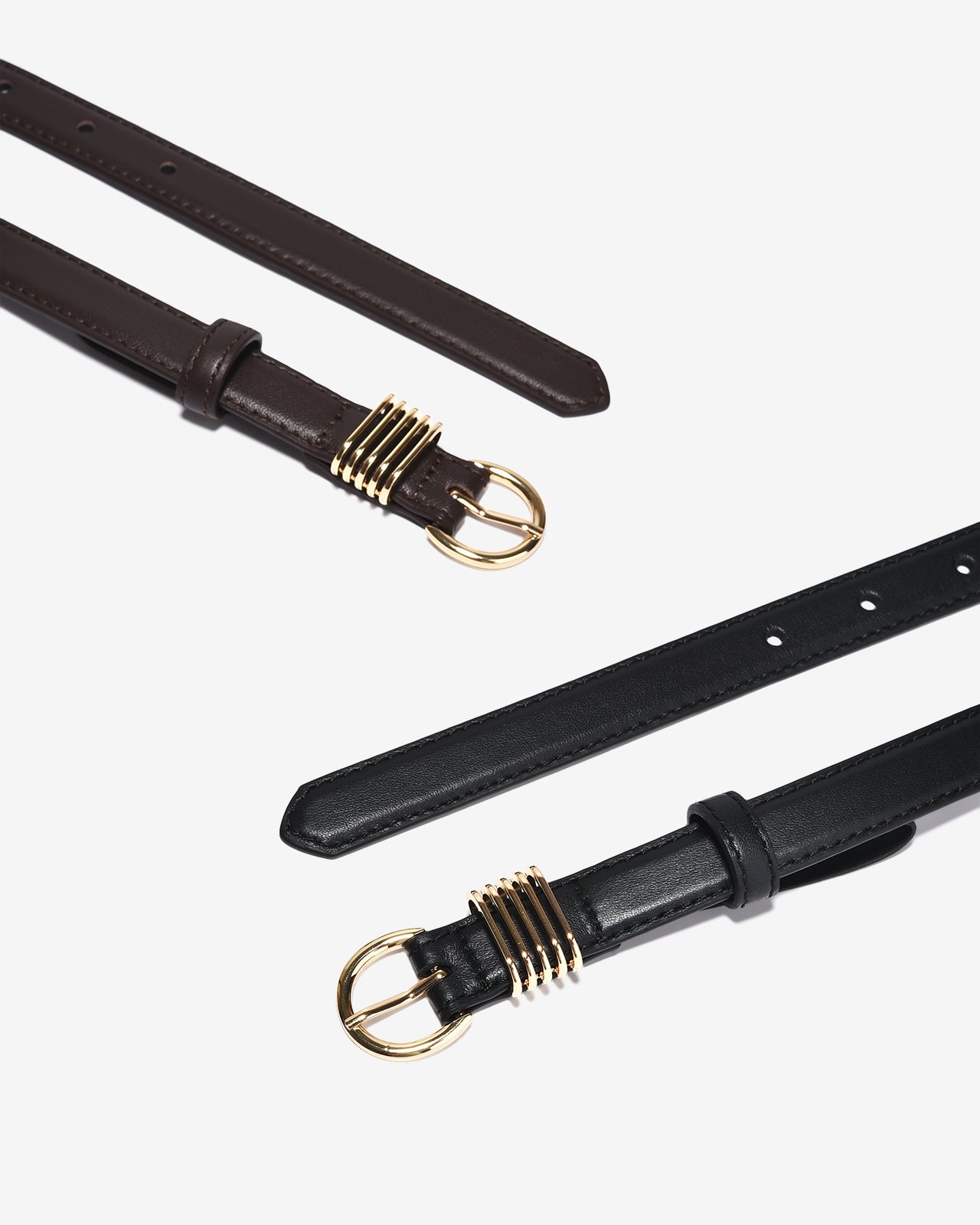 Nịt Da Nữ Zucia Đầu Khoá Kim Bo Tròn Mạ Vàng-TD36-Nâu Color2