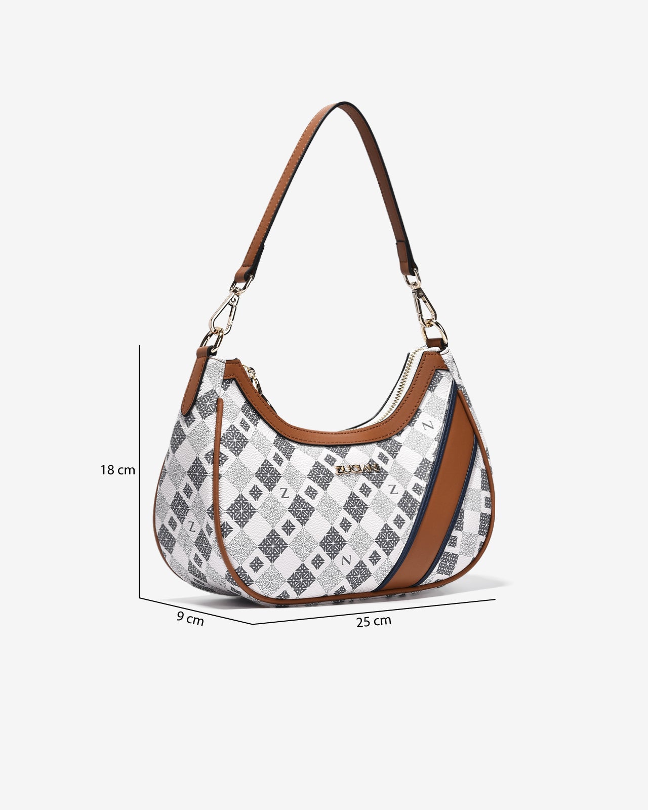 Túi Đeo Vai Hobo Phối Sọc Zuciani Mono La Fleur N05-JYP9-Xanh Color1