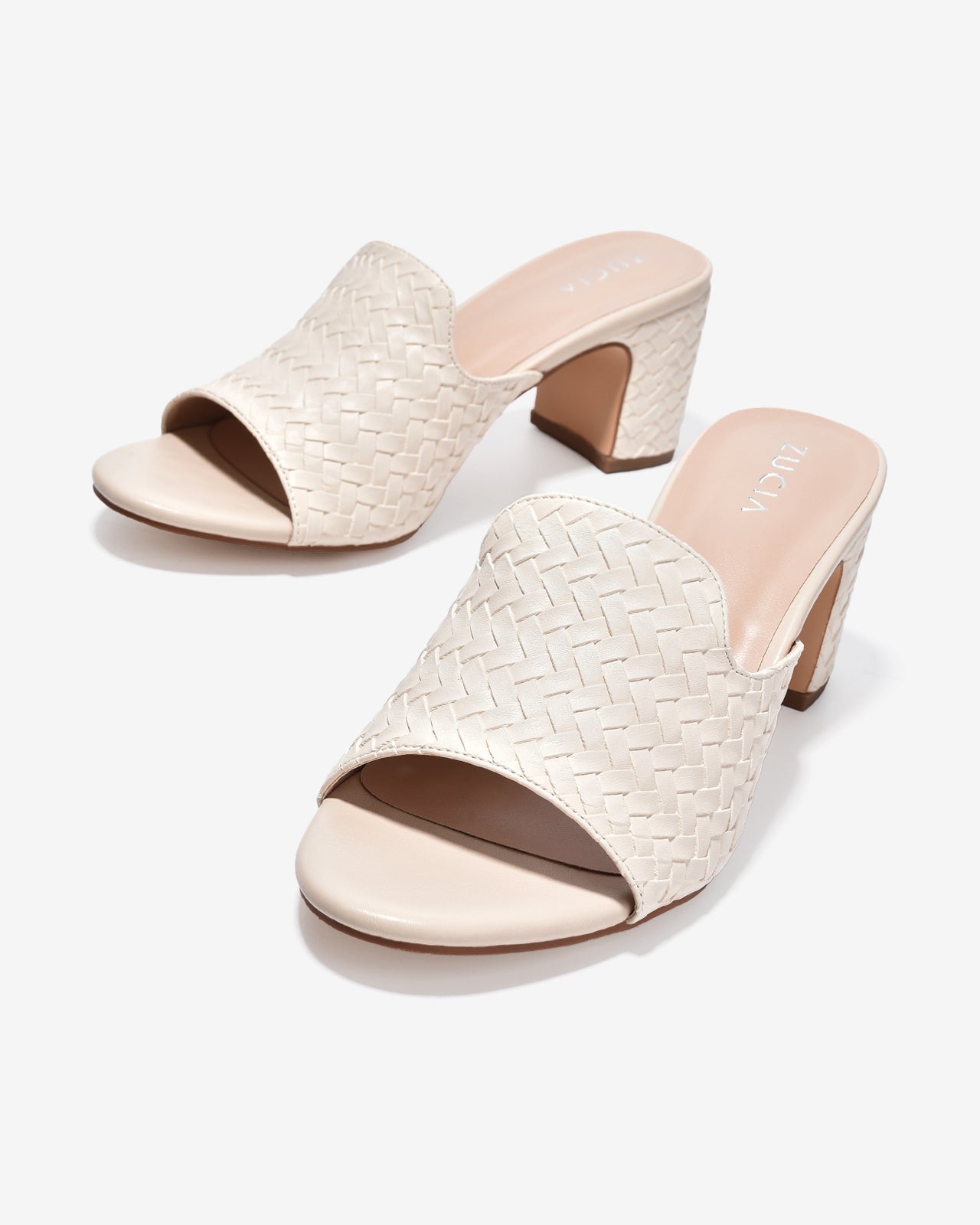 Dép Cao Gót Nữ Zucia Quai Đan Bảng To-DHLK4-Kem Color2