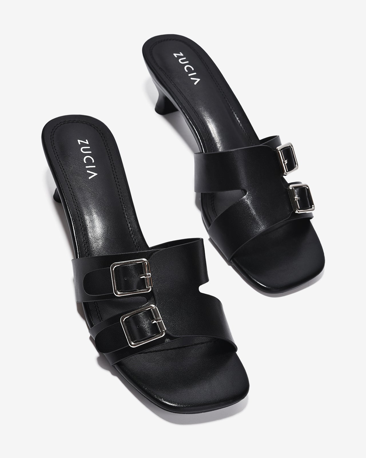 Dép Cao Gót Nữ Zucia Quai Khoá Đôi-DHLK5-Đen Color2