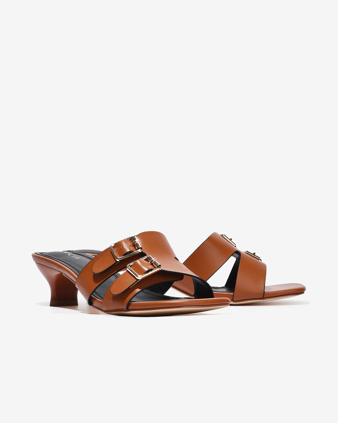 Dép Cao Gót Nữ Zucia Quai Khoá Đôi-DHLK5-Nâu Color2