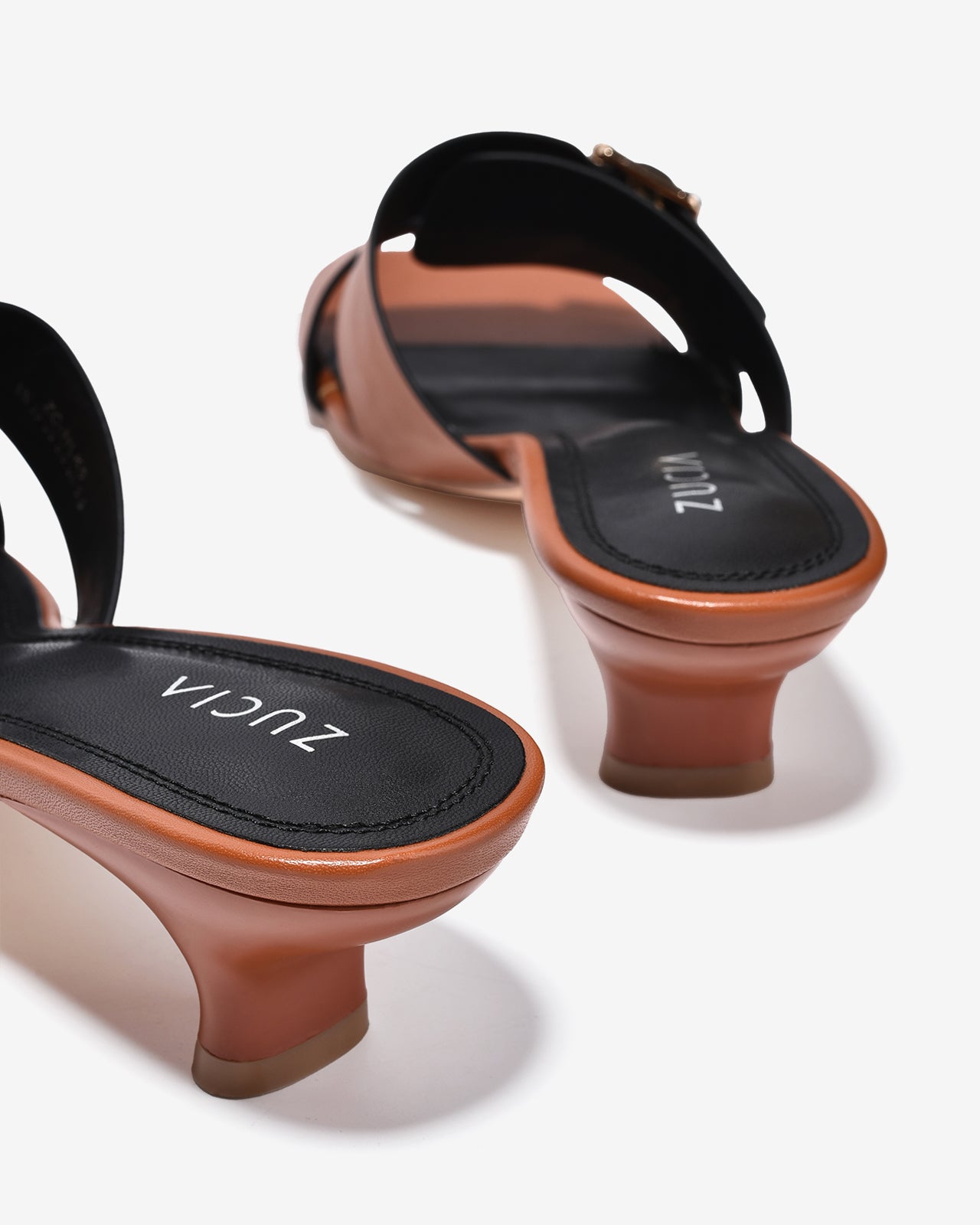 Dép Cao Gót Nữ Zucia Quai Khoá Đôi-DHLK5-Nâu Color2