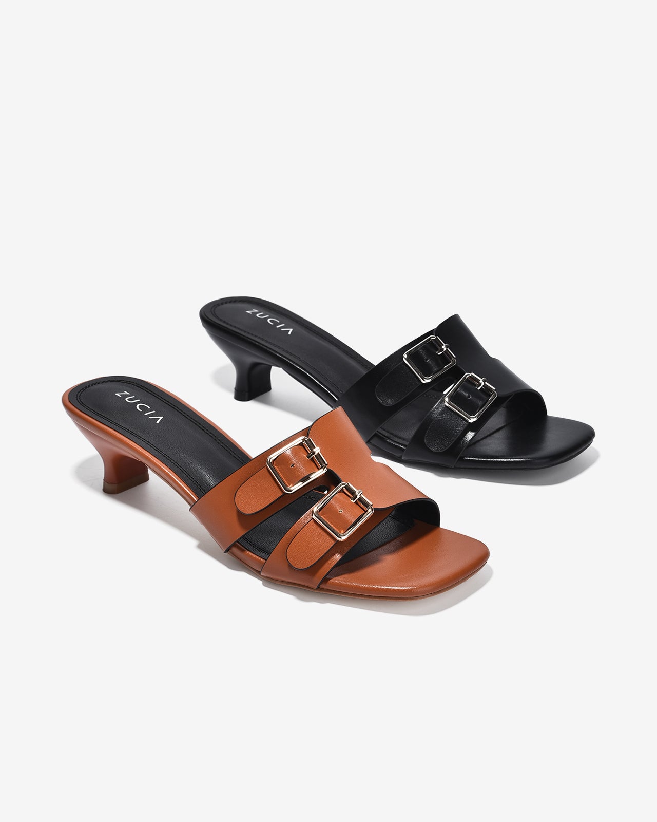 Dép Cao Gót Nữ Zucia Quai Khoá Đôi-DHLK5-Nâu Color2