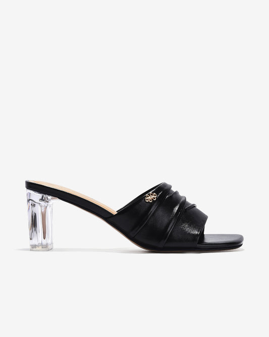 Dép Cao Gót Zuciani Gót Vuông Trong Suốt-DCM12-Đen Color2First