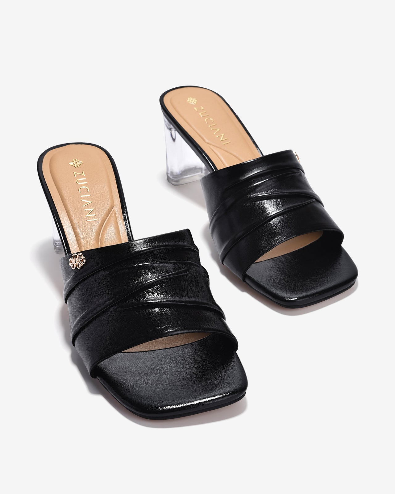 Dép Cao Gót Zuciani Gót Vuông Trong Suốt-DCM12-Đen Color1