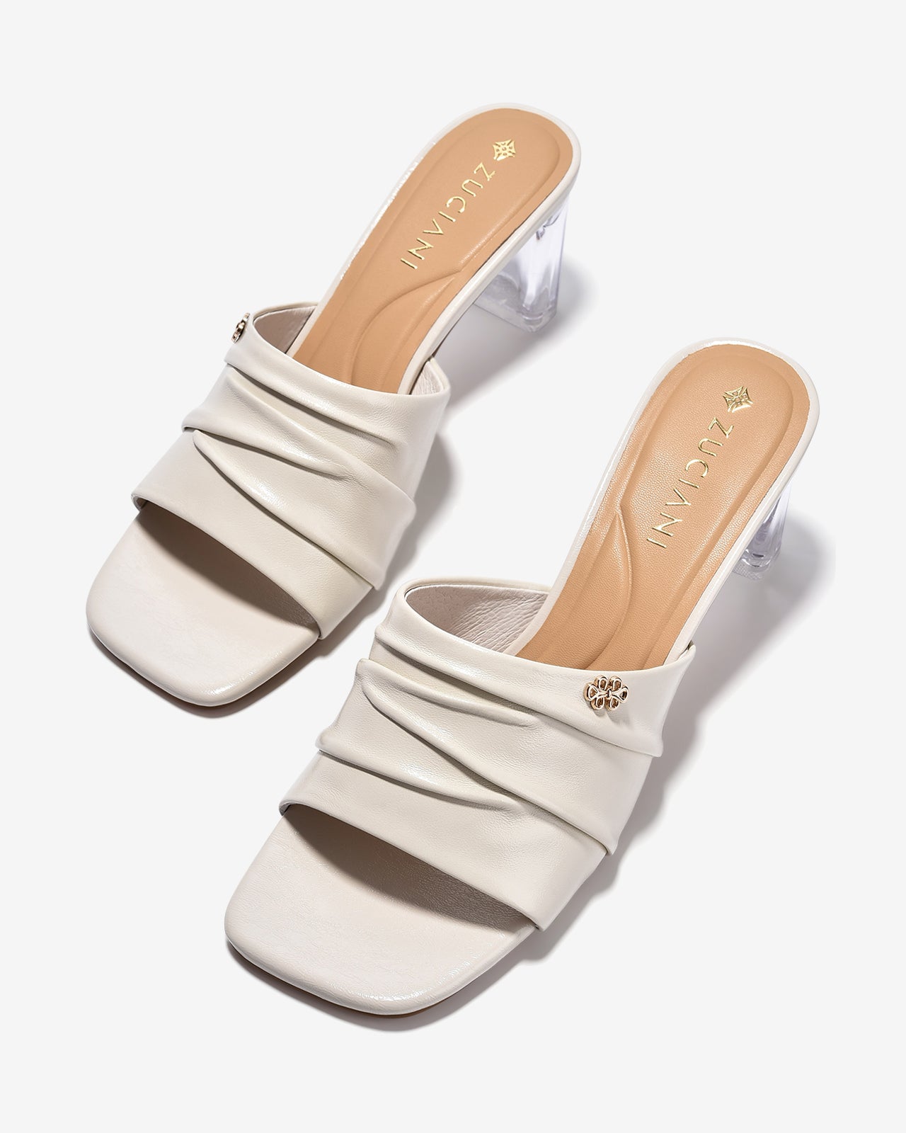 Dép Cao Gót Zuciani Gót Vuông Trong Suốt-DCM12-Trắng Color2