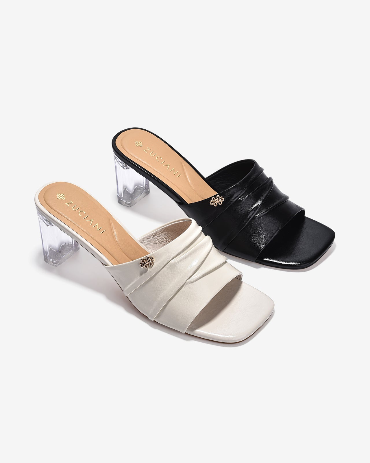 Dép Cao Gót Zuciani Gót Vuông Trong Suốt-DCM12-Trắng Color2