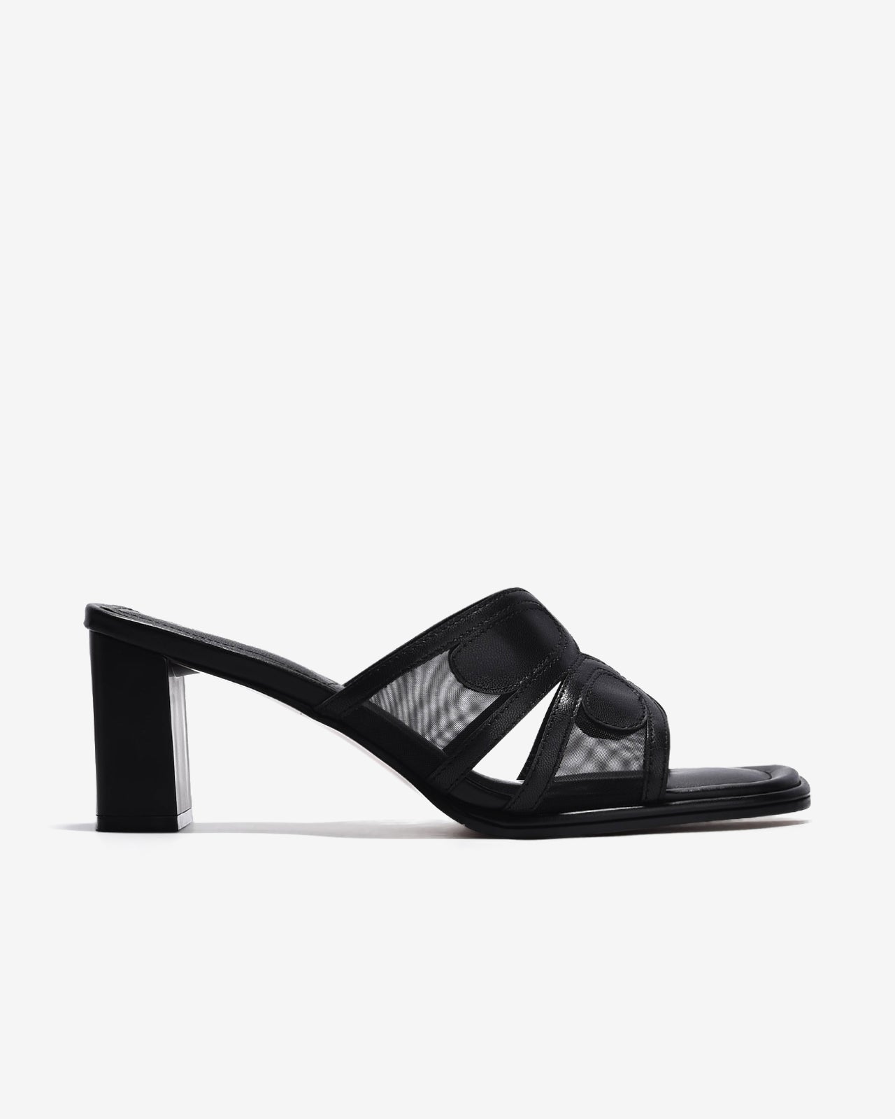 Dép Cao Gót Zuciani Phối Lưới-DCM18-Đen Color2First