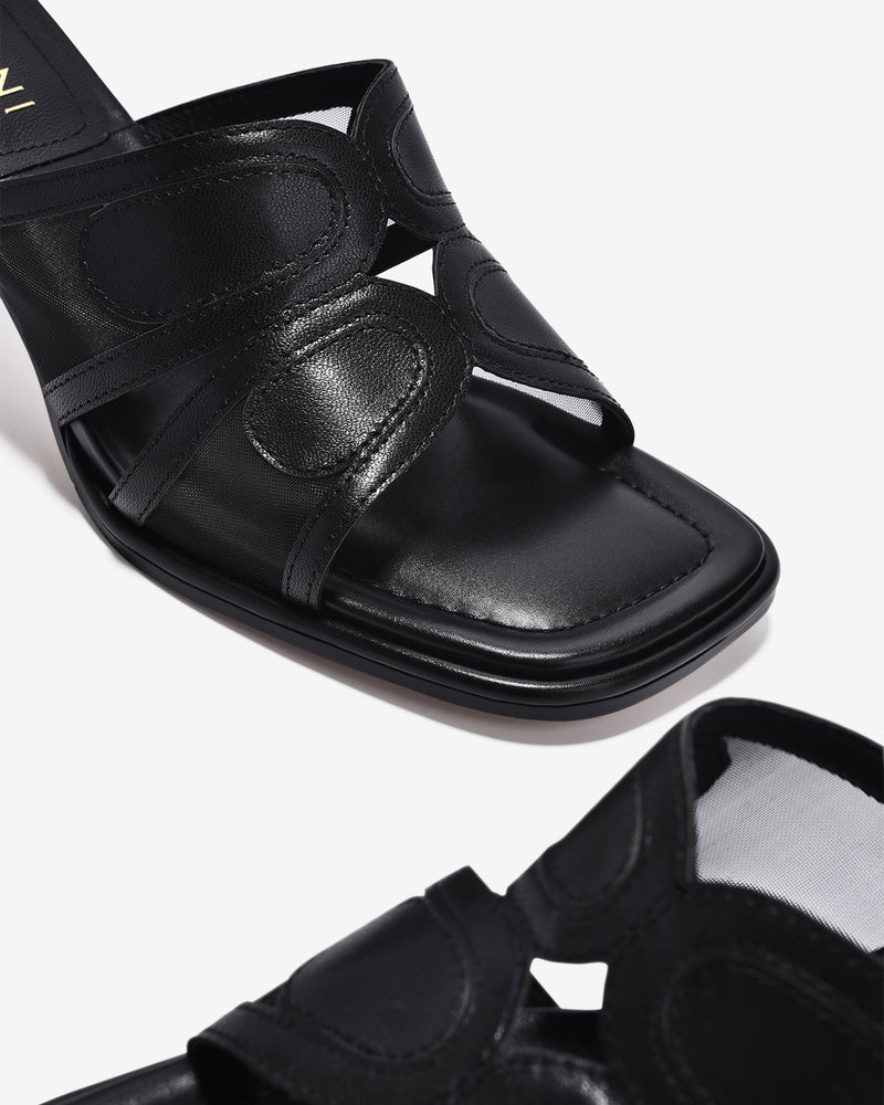 Dép Cao Gót Zuciani Phối Lưới-DCM18-Đen Color2
