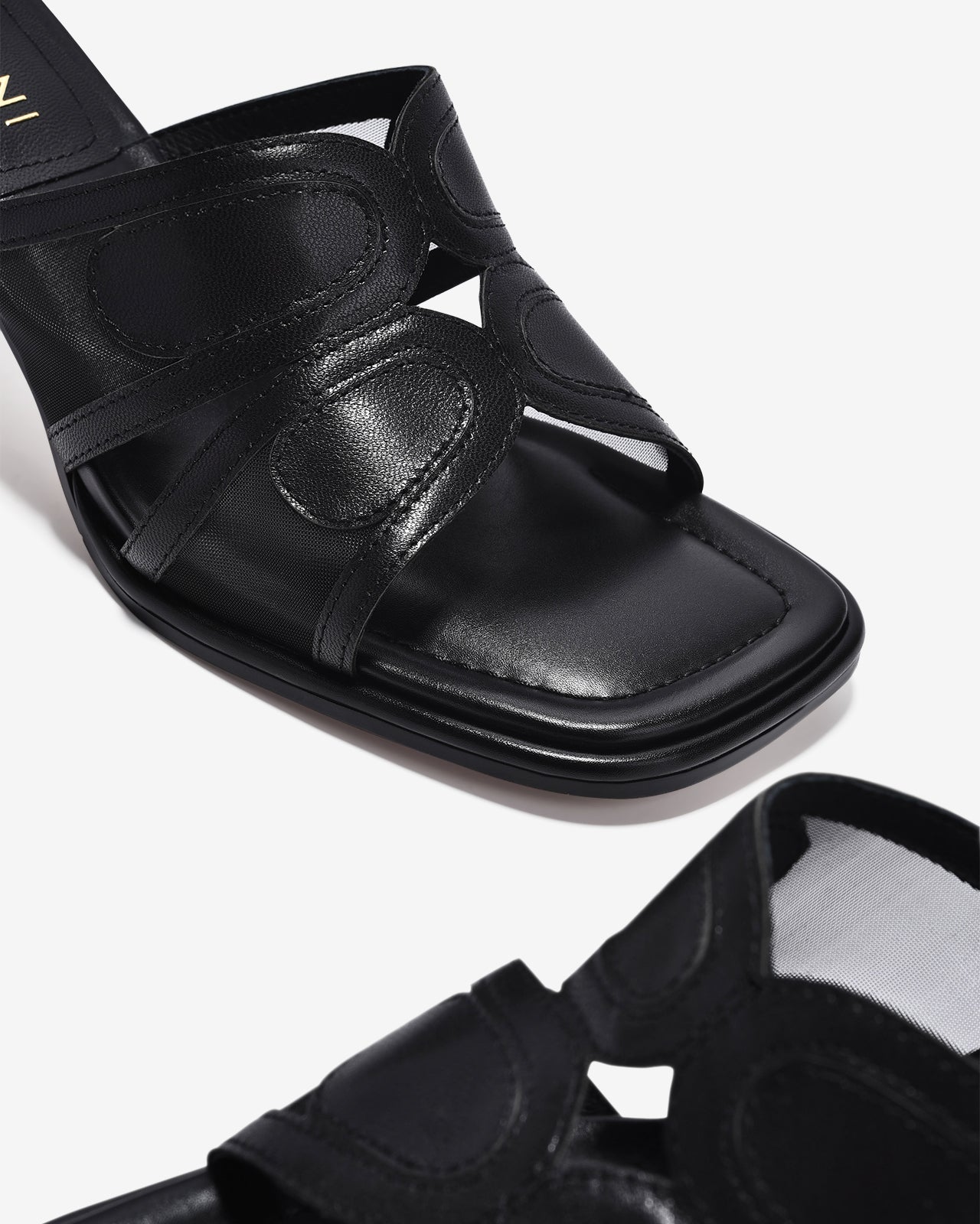 Dép Cao Gót Zuciani Phối Lưới-DCM18-Đen Color3