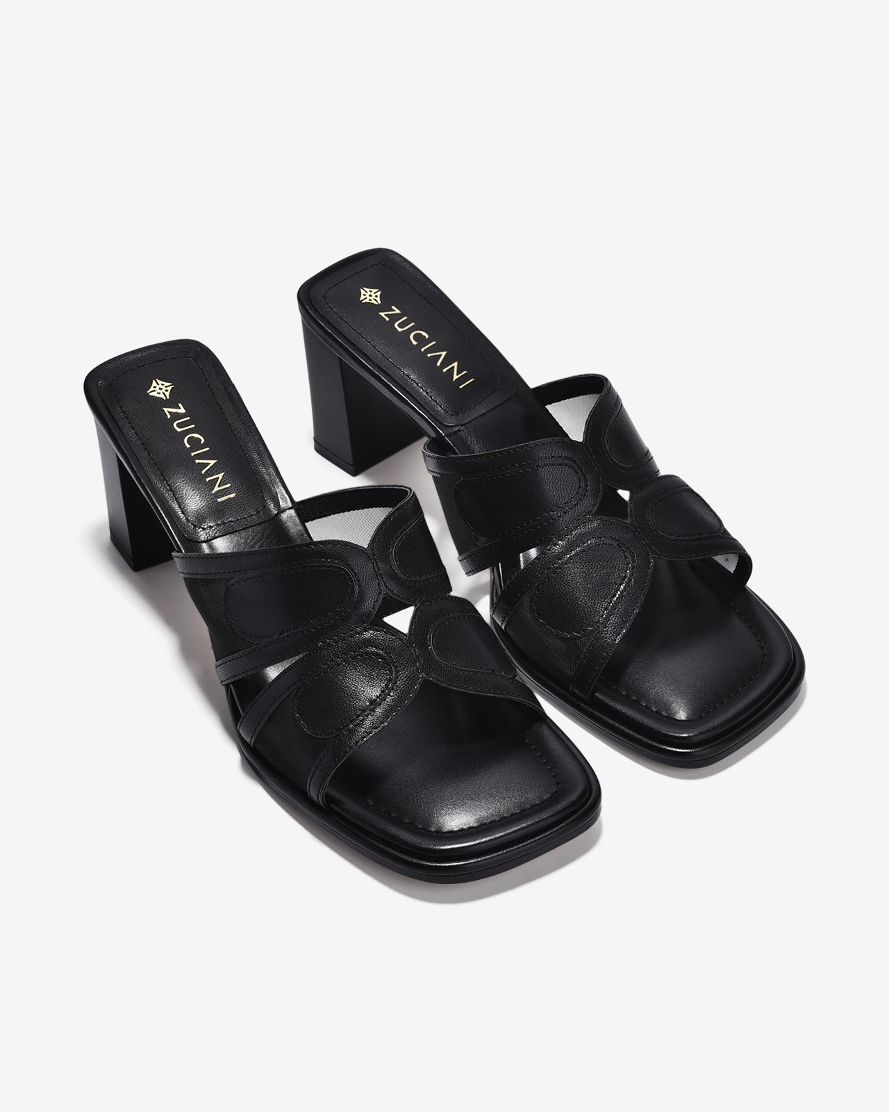 Dép Cao Gót Zuciani Phối Lưới-DCM18-Đen Color1