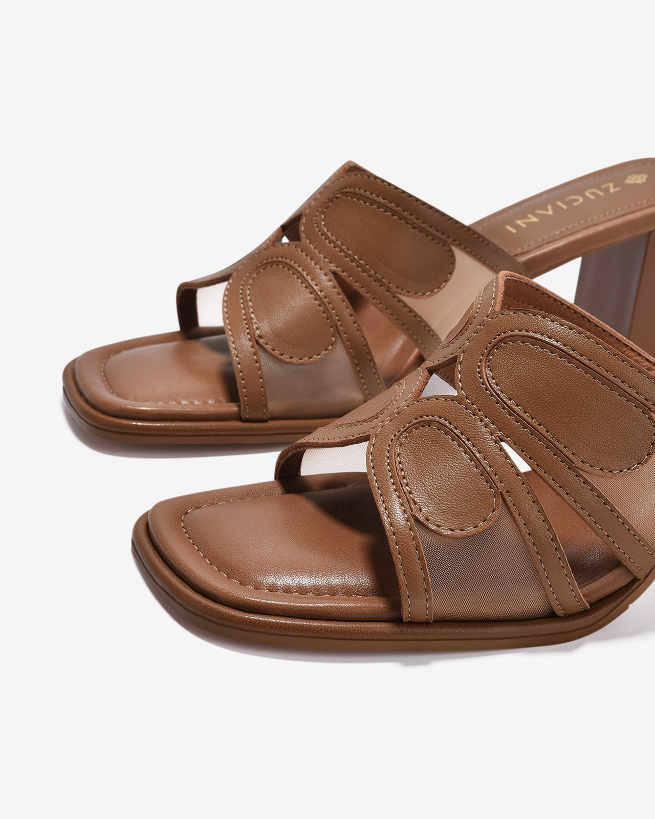 Dép Cao Gót Zuciani Phối Lưới-DCM18-Nâu Color1