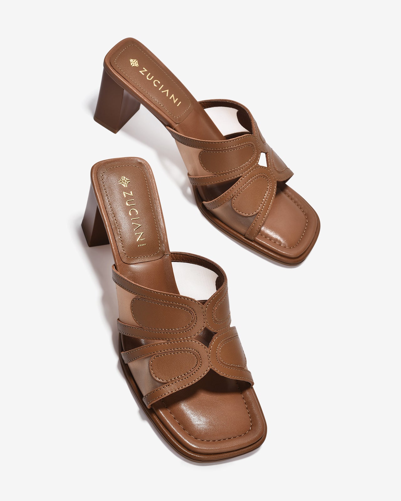 Dép Cao Gót Zuciani Phối Lưới-DCM18-Nâu Color1