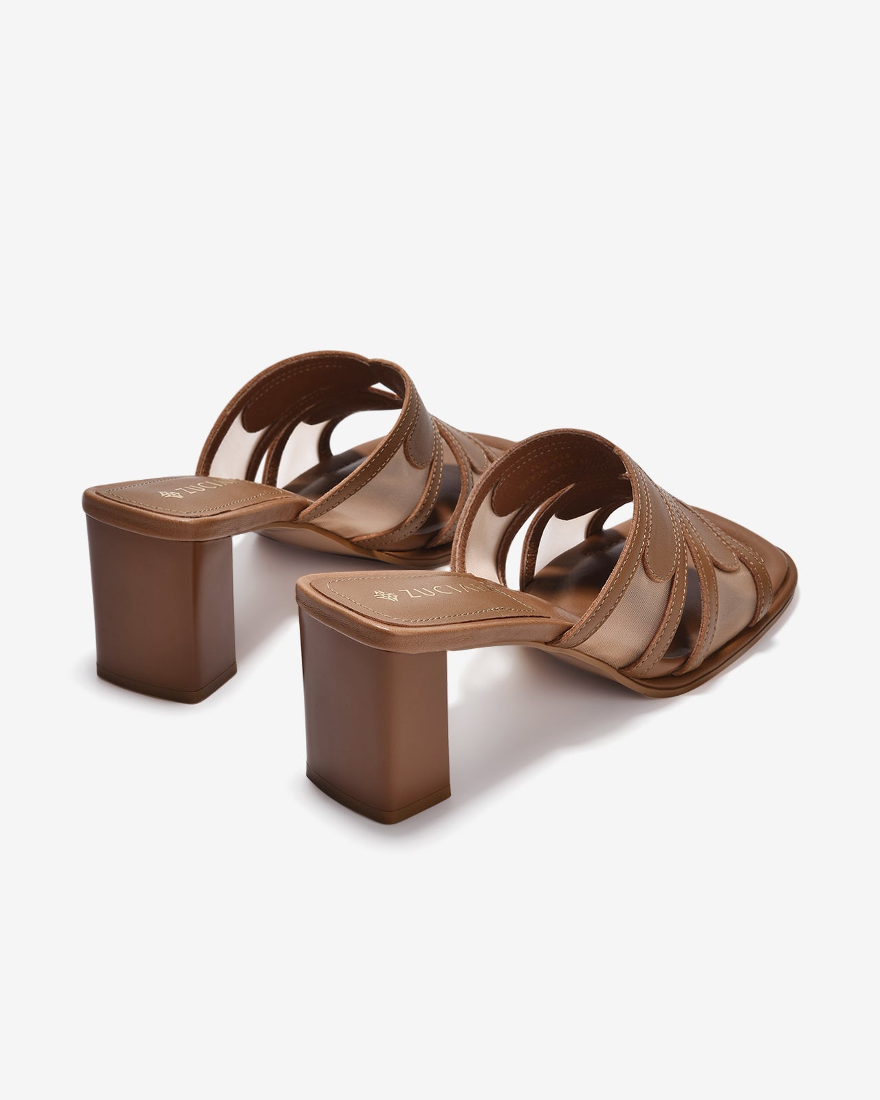 Dép Cao Gót Zuciani Phối Lưới-DCM18-Nâu Color3