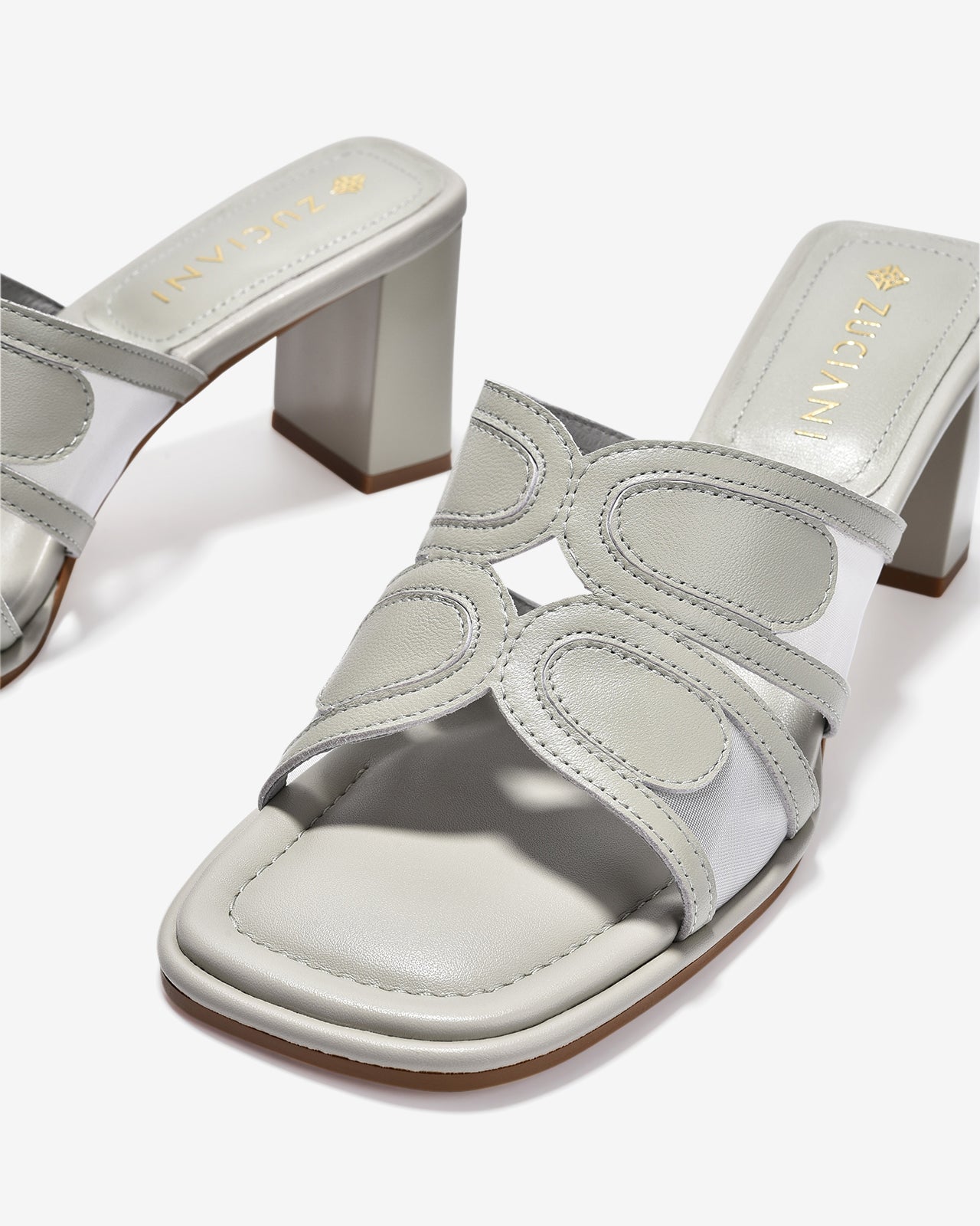 Dép Cao Gót Zuciani Phối Lưới-DCM18-Xanh Lá Color1