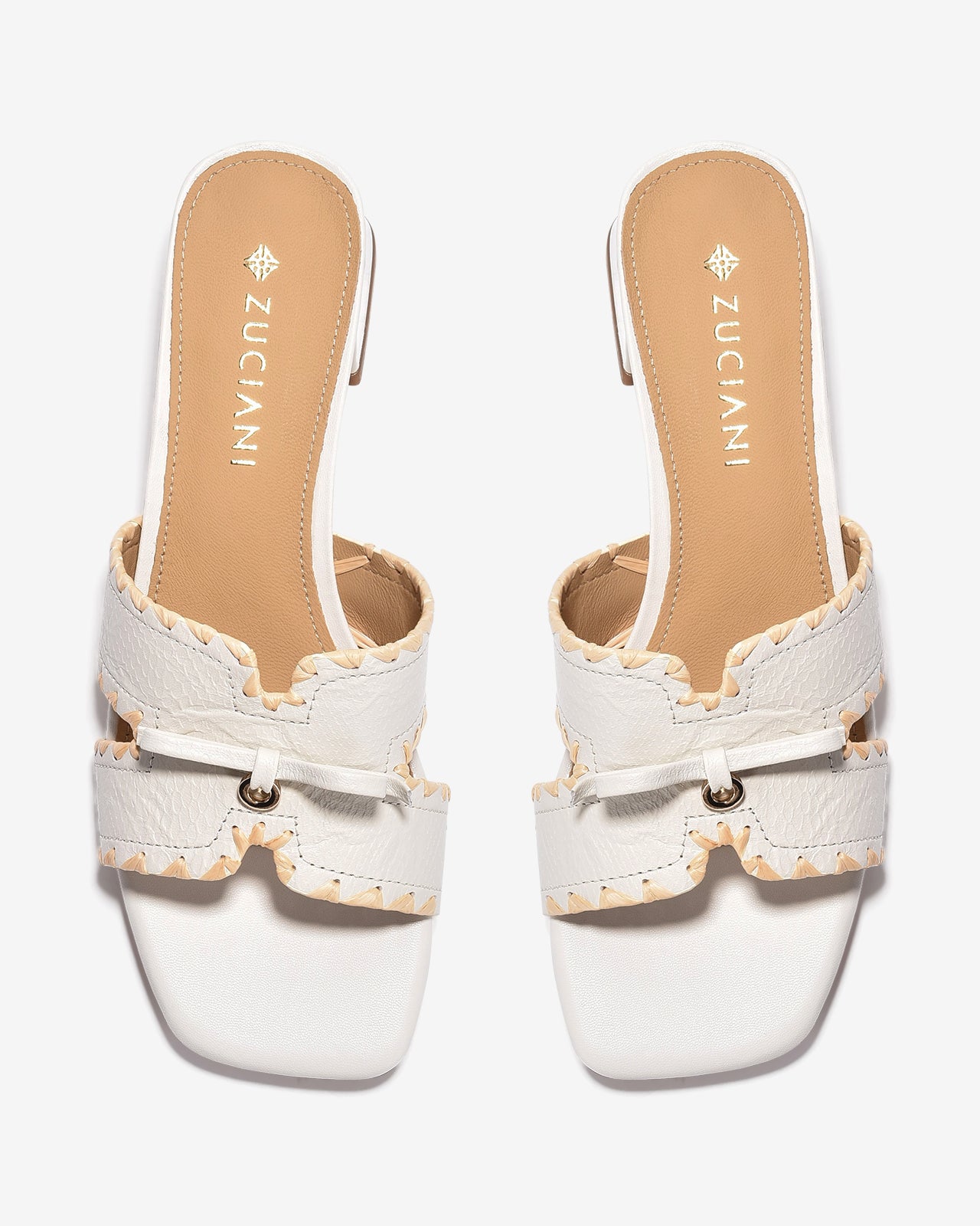 Dép Cao Gót Zuciani Quai Cách Điệu Khóa Nơ-DCM25-Trắng Color2