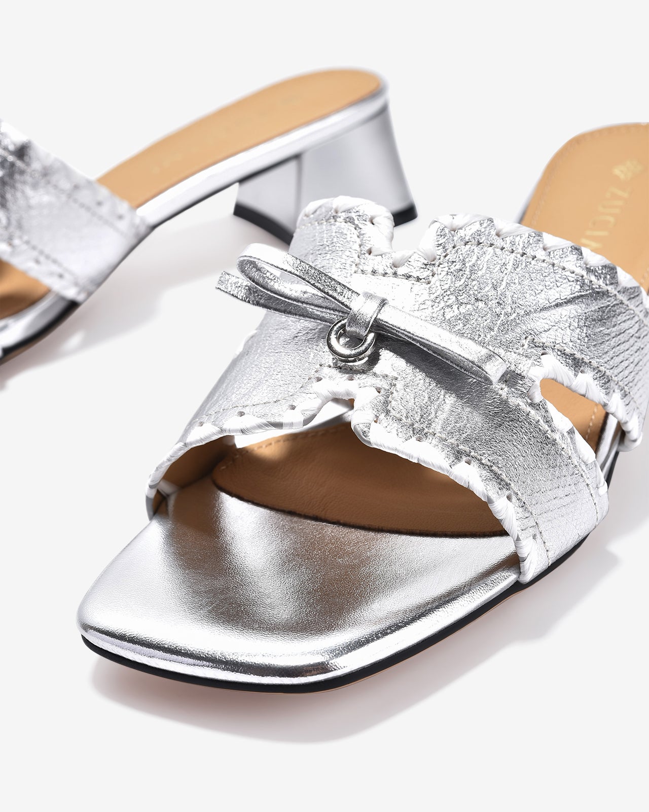 Dép Cao Gót Zuciani Quai Cách Điệu Khóa Nơ-DCM25-Xám Color1