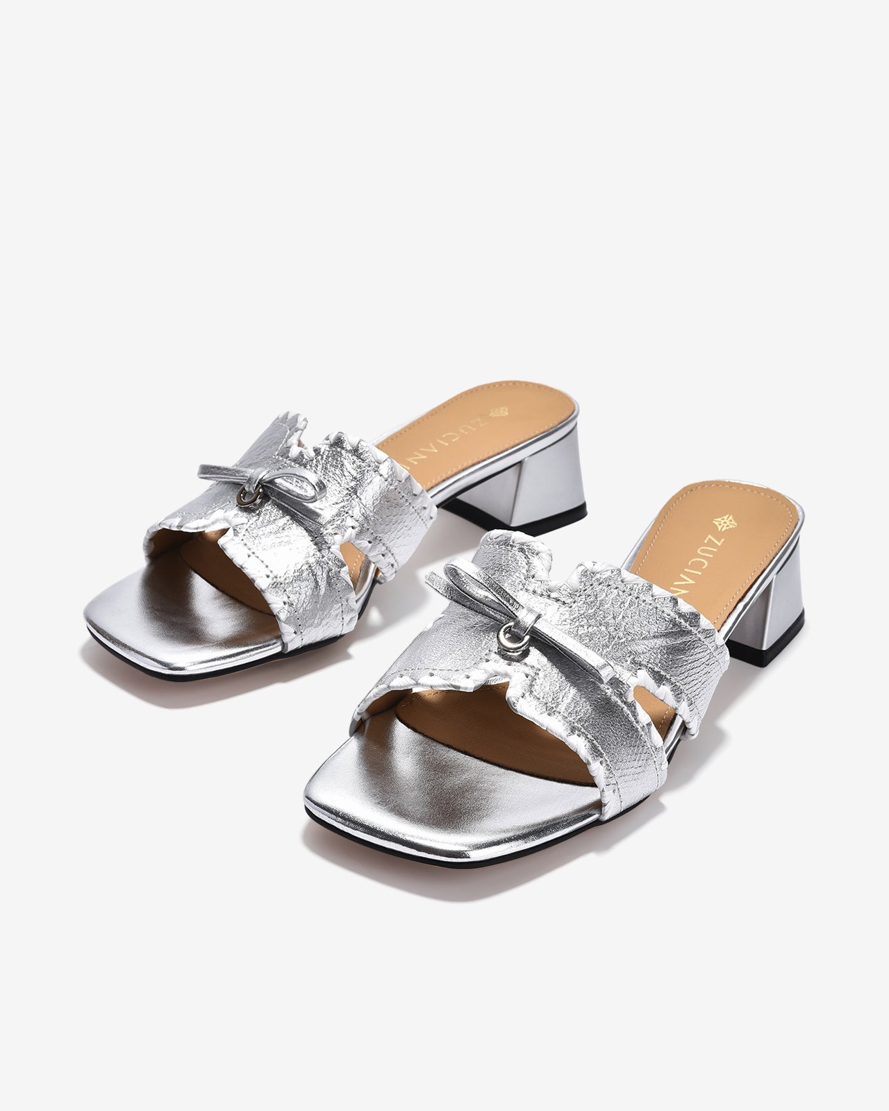 Dép Cao Gót Zuciani Quai Cách Điệu Khóa Nơ-DCM25-Xám Color1