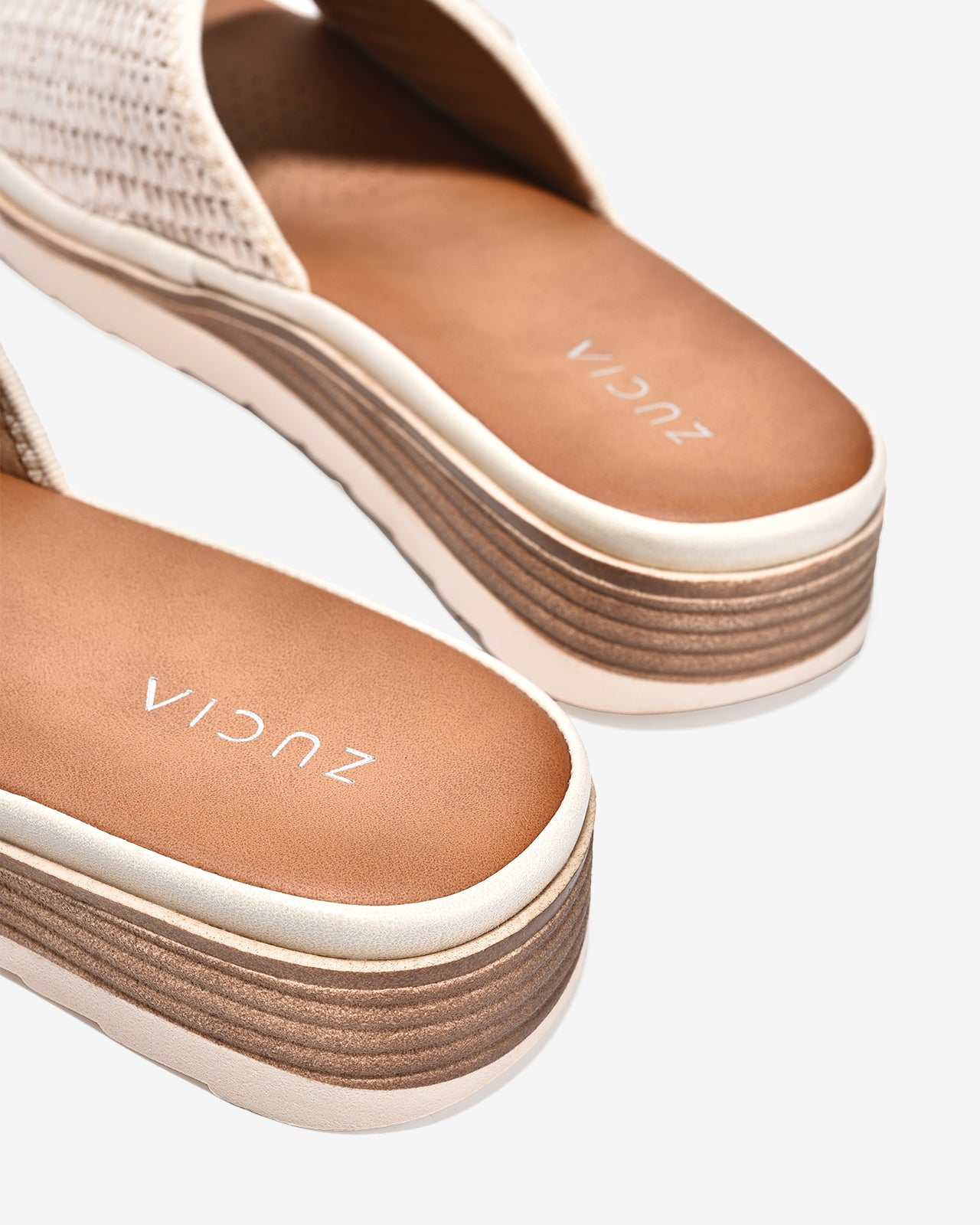 Dép Quai Ngang Nữ Zucia Khoá Đính Đá-DHLK3-Kem Color2