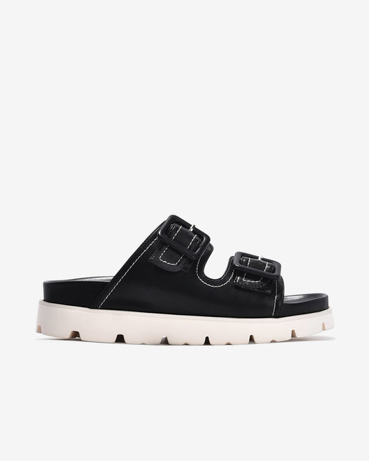 Dép Nữ Zucia Quai Đôi Bản To Khoá Cài Vuông-DTH93-Đen Color1First