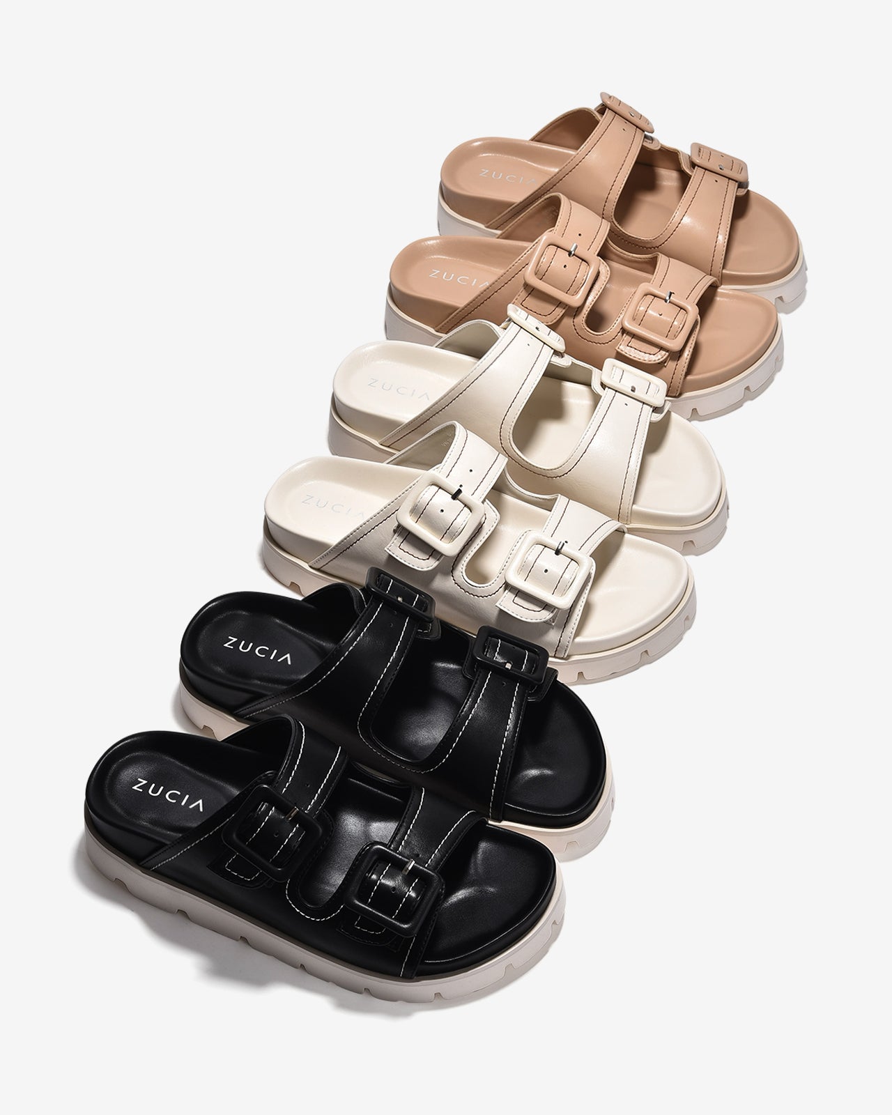 Dép Nữ Zucia Quai Đôi Bản To Khoá Cài Vuông-DTH93-Hồng Color3