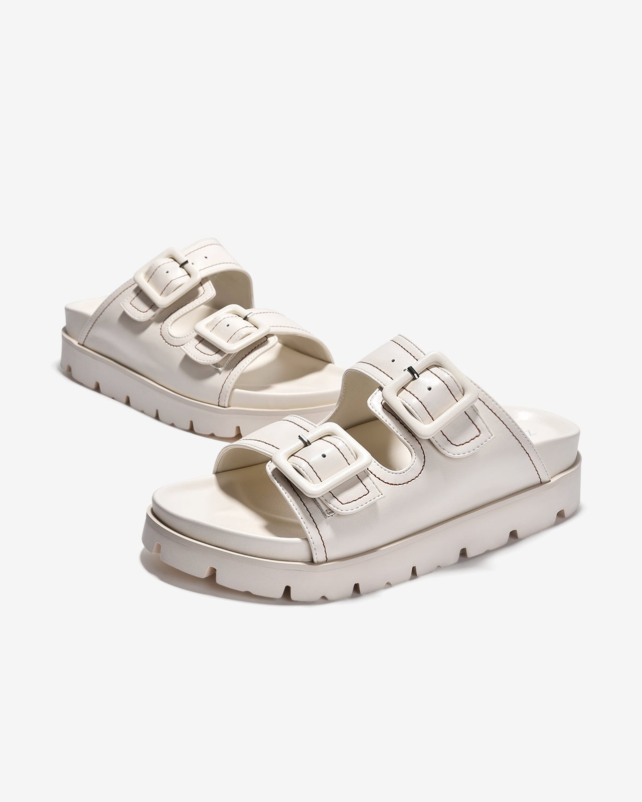 Dép Nữ Zucia Quai Đôi Bản To Khoá Cài Vuông-DTH93-Trắng Color1