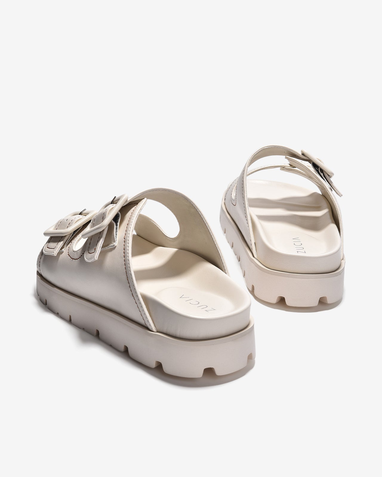 Dép Nữ Zucia Quai Đôi Bản To Khoá Cài Vuông-DTH93-Trắng Color1