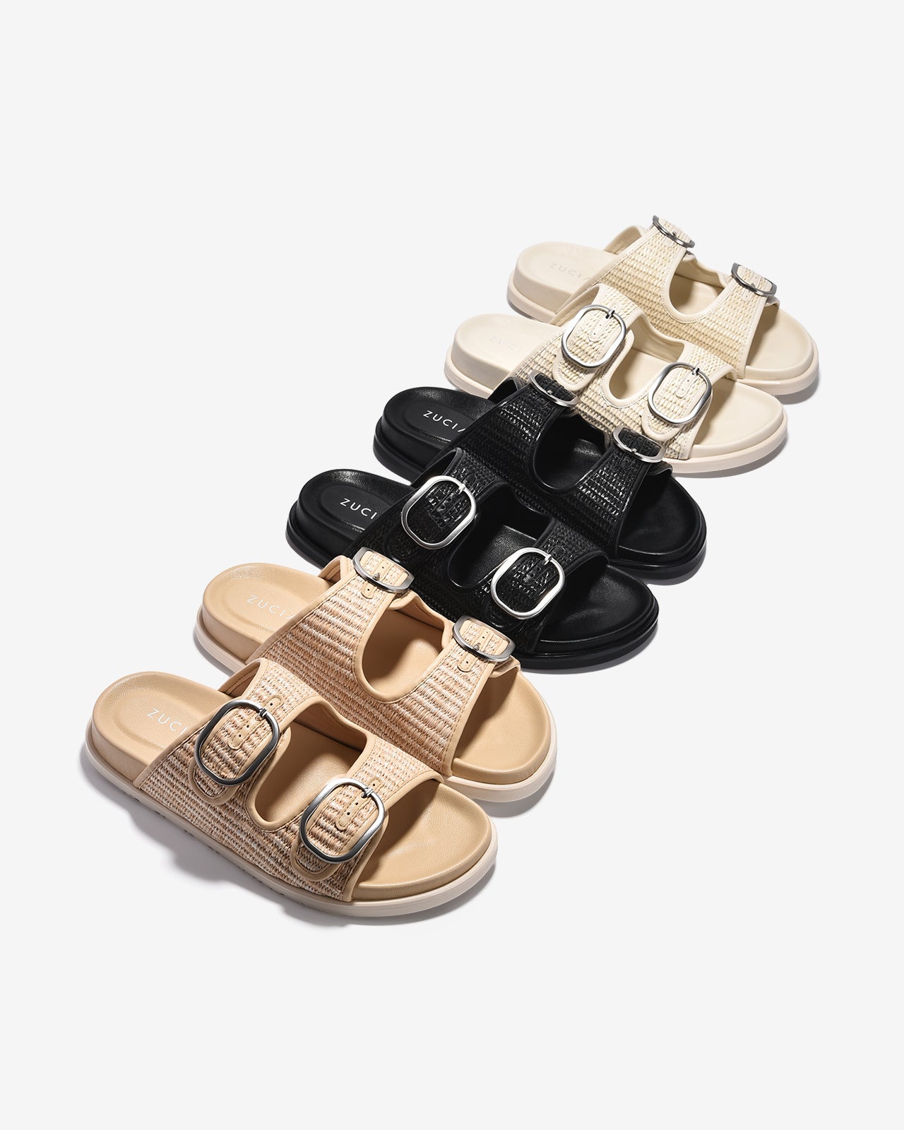 Dép Nữ Zucia Hai Quai Ngang Đan-DTHA3-Đen Color3