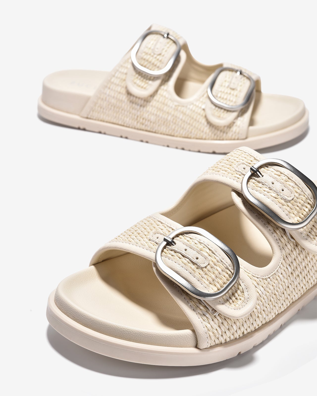 Dép Nữ Zucia Hai Quai Ngang Đan-DTHA3Kem Color2