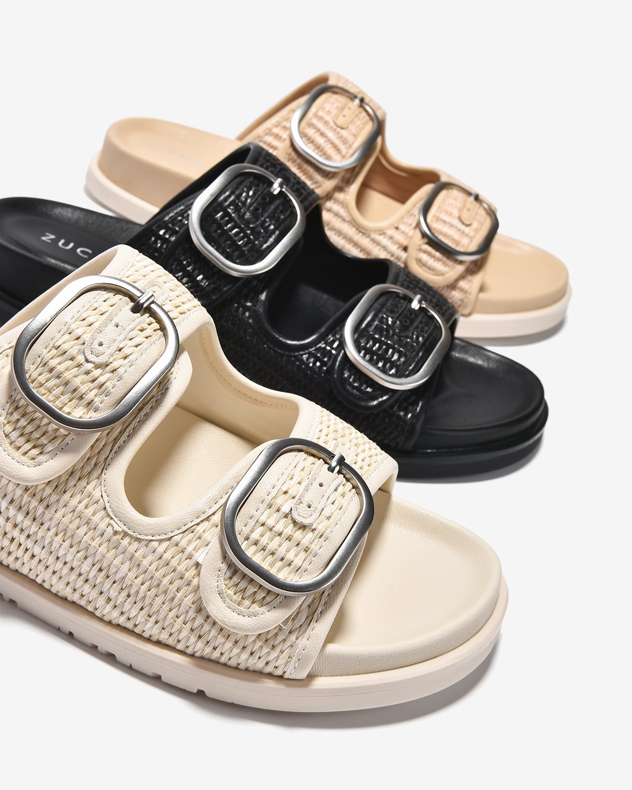 Dép Nữ Zucia Hai Quai Ngang Đan-DTHA3Kem Color2