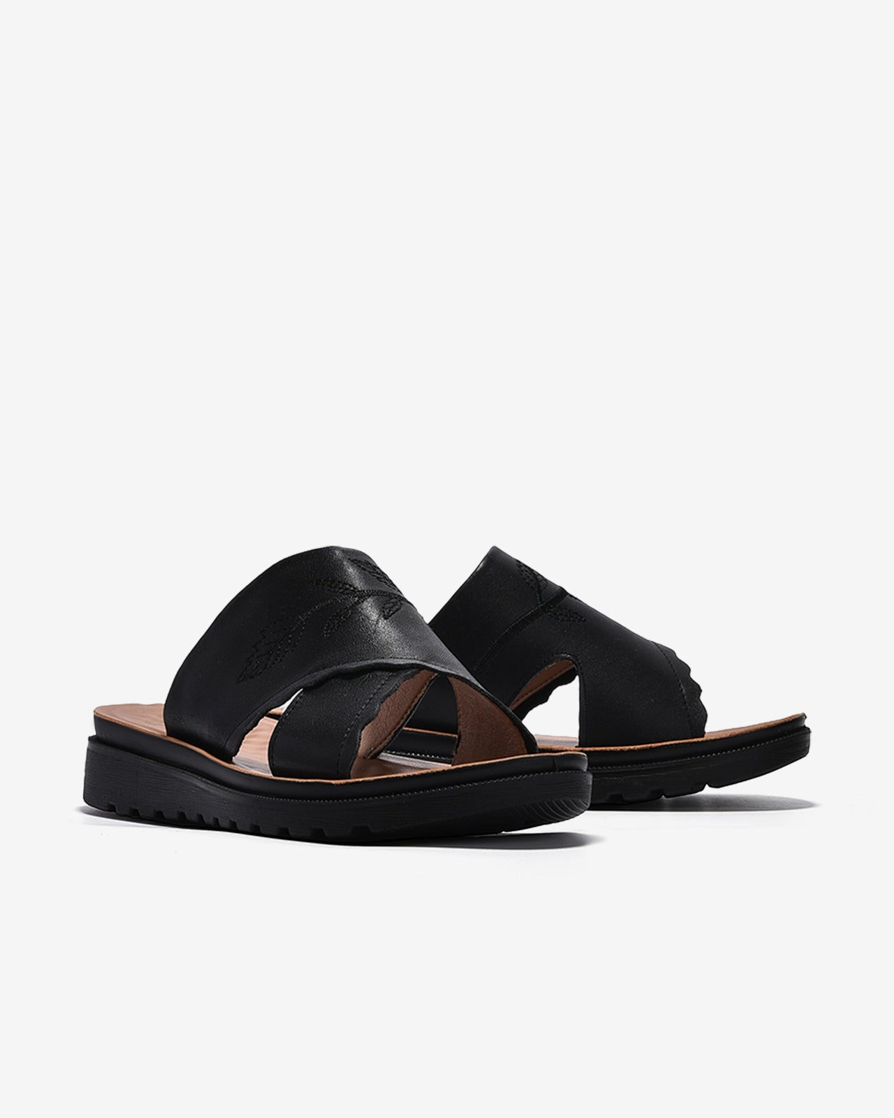 Dép Nữ Zuciani Quai Ngang Thêu Chỉ Nổi-DCF57-Đen Color1