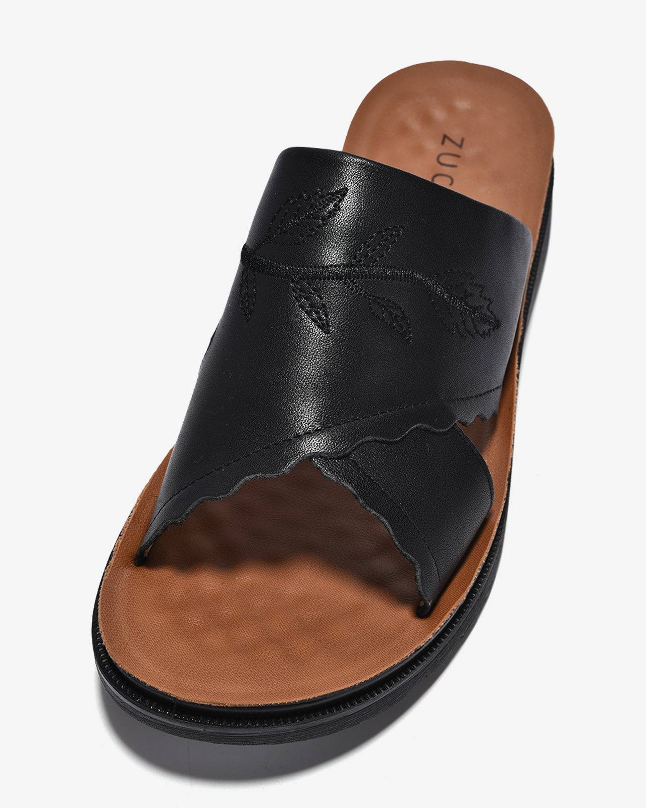 Dép Nữ Zuciani Quai Ngang Thêu Chỉ Nổi-DCF57-Đen Color1