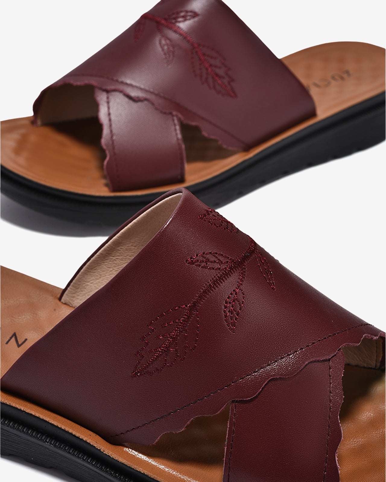 Dép Nữ Zuciani Quai Ngang Thêu Chỉ Nổi-DCF57Đỏ Color2