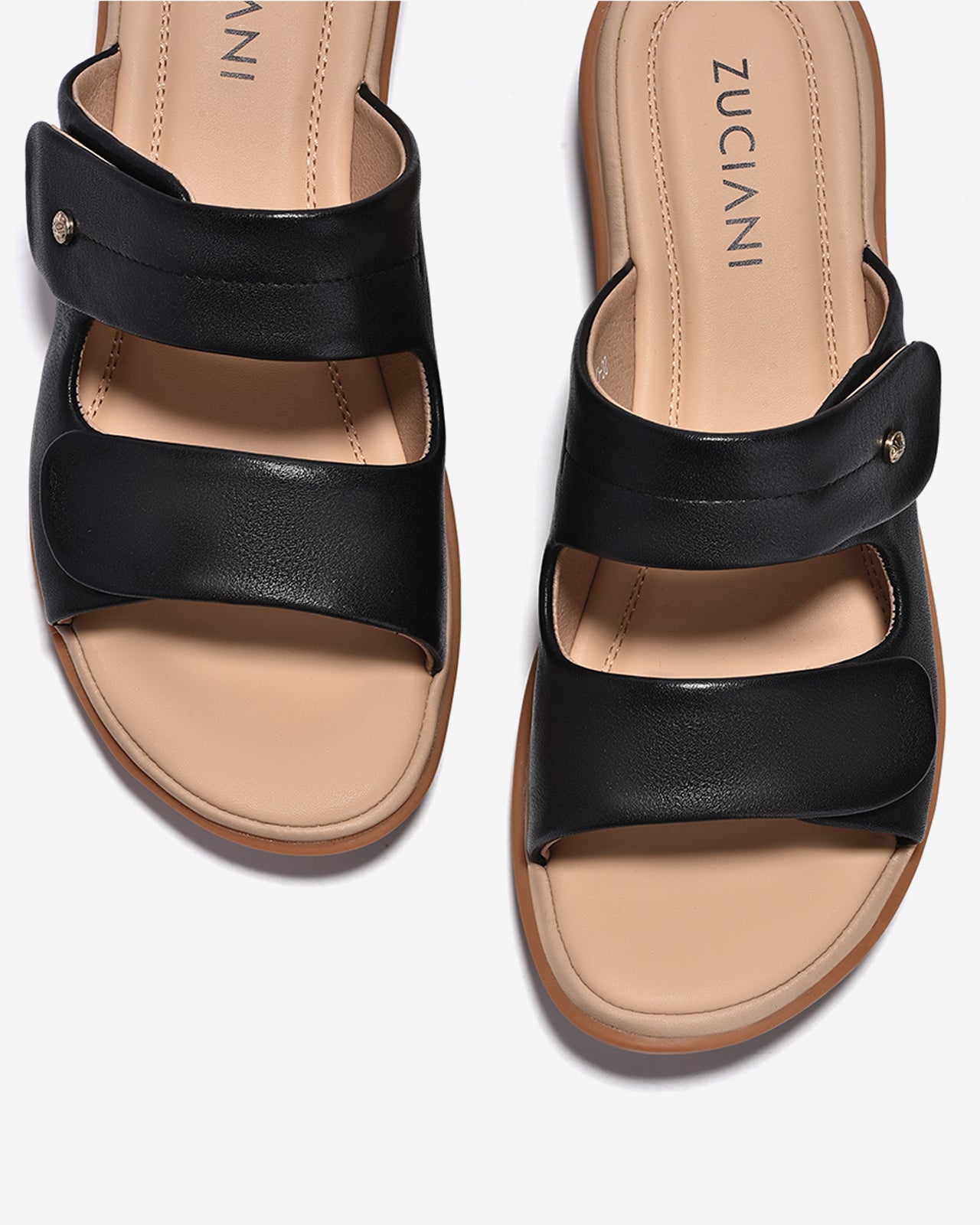 Dép Nữ Zuciani Quai Đôi Dán-DCF59-Đen Color2