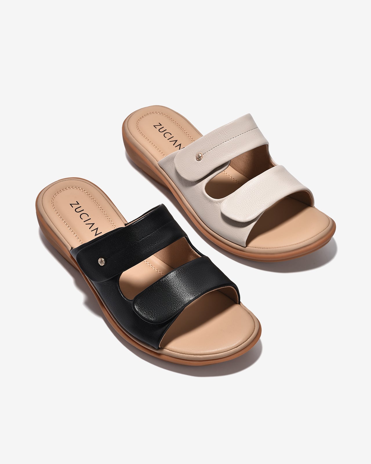 Dép Nữ Zuciani Quai Đôi Dán-DCF59-Đen Color2