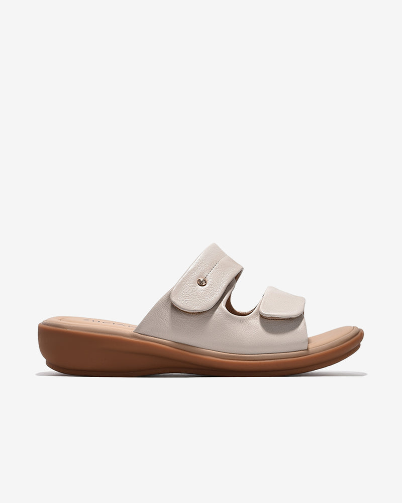 Dép Nữ Zuciani Quai Đôi Dán-DCF59-Kem Color2First