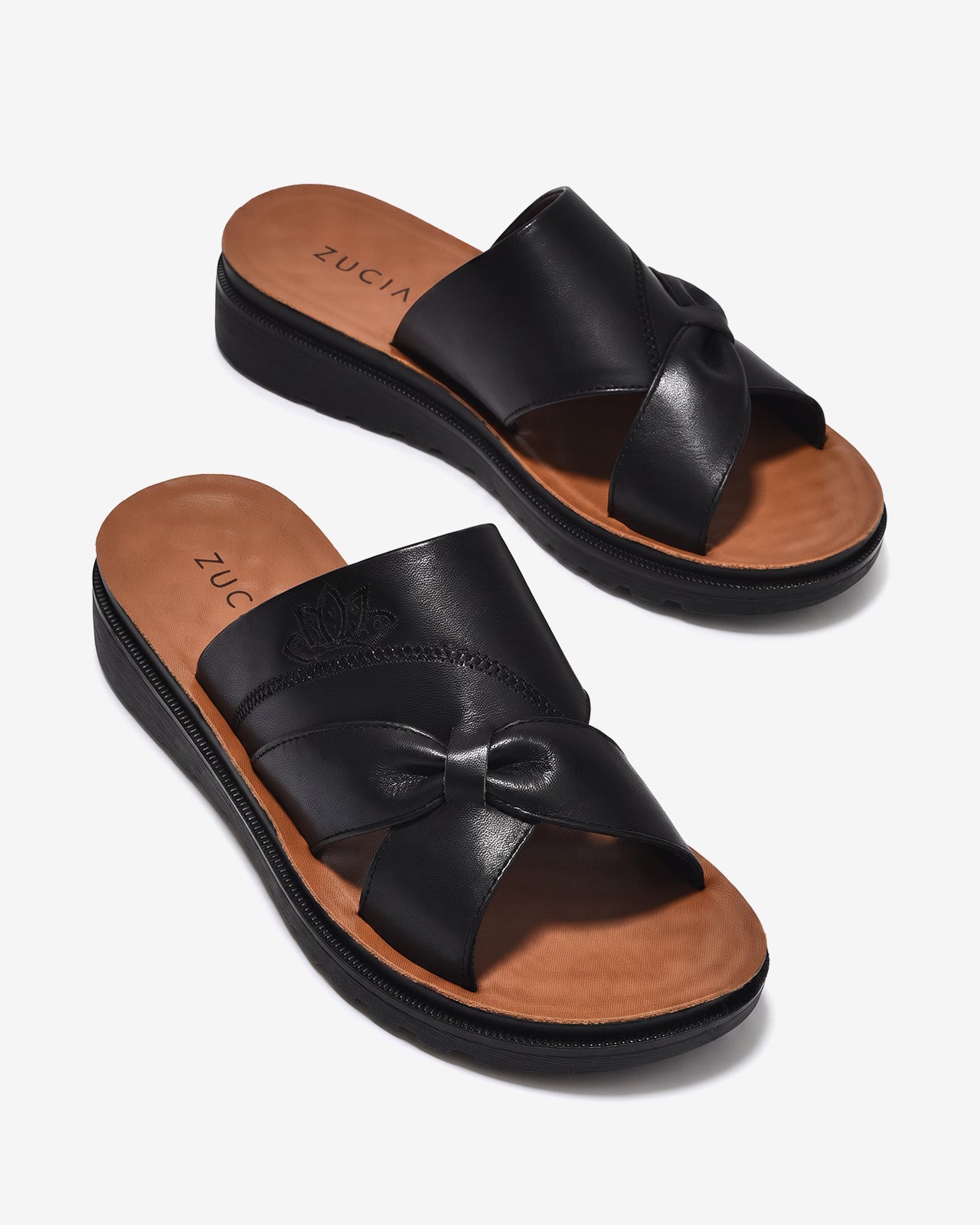 Dép Nữ Zuciani Quai Nơ Thêu Hoa-DCF97Đen Color2