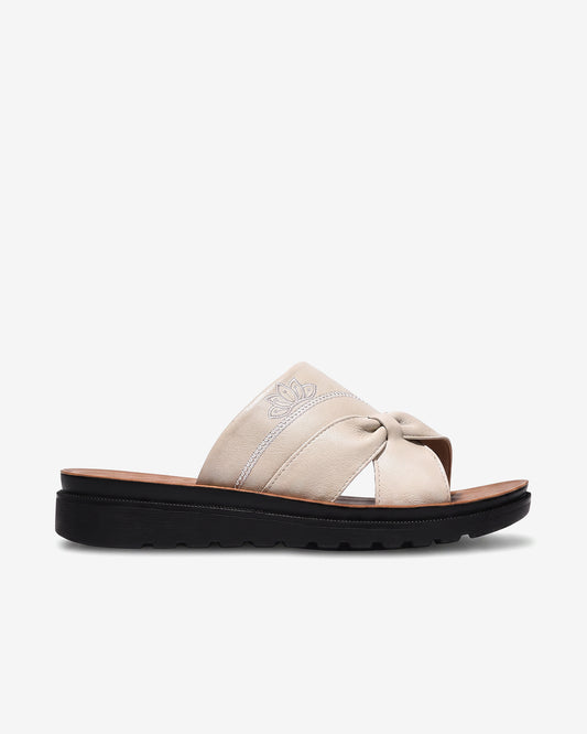 Dép Nữ Zuciani Quai Nơ Thêu Hoa-DCF97Kem Color1First