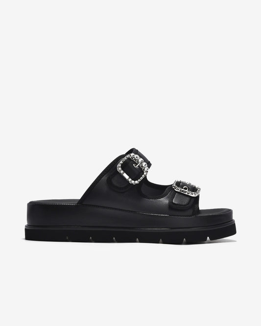 Dép Nữ Zuciani Đế 5cm Khóa Đá-DCM19-Đen Color1First