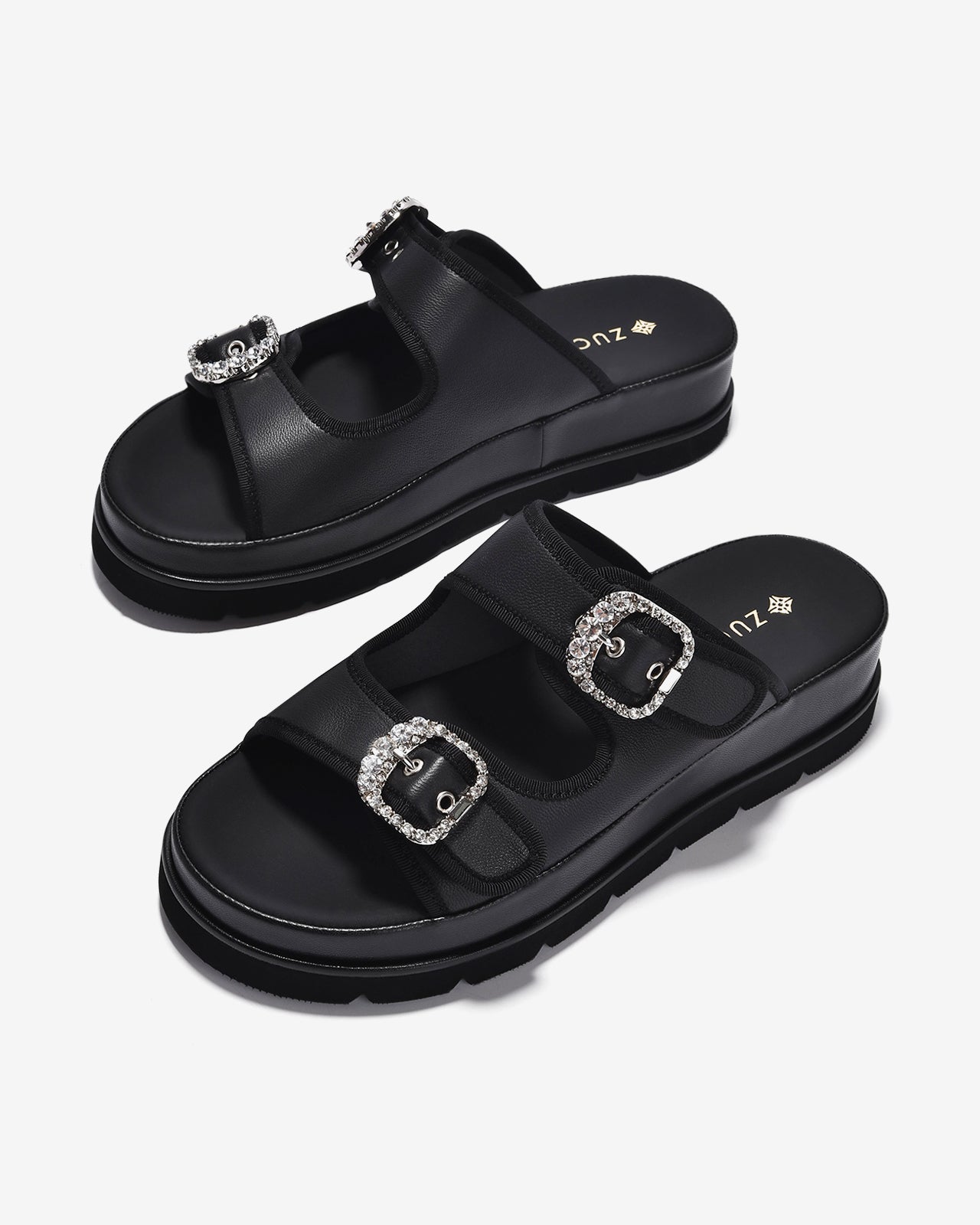 Dép Nữ Zuciani Đế 5cm Khóa Đá-DCM19-Đen Color1