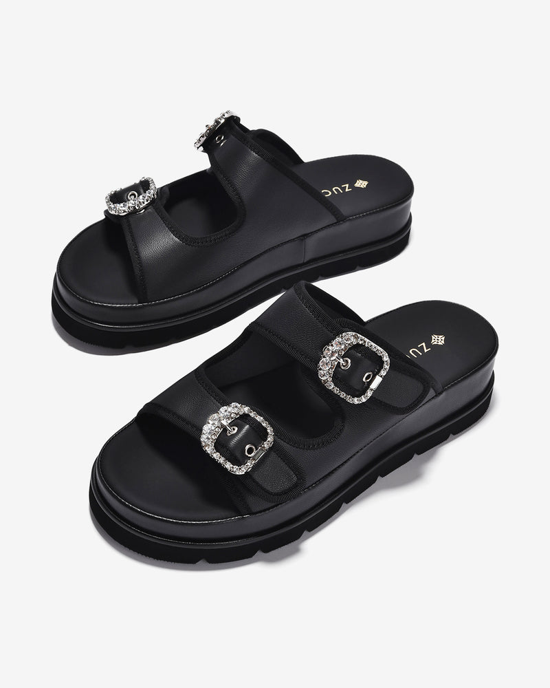 Dép Nữ Zuciani Đế 5cm Khóa Đá-DCM19-Đen Color2